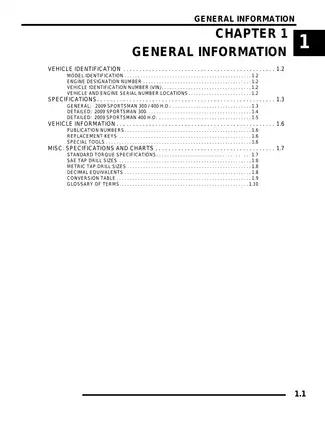 2009 Polaris Sportsman 300/400 H.O. Service Manual