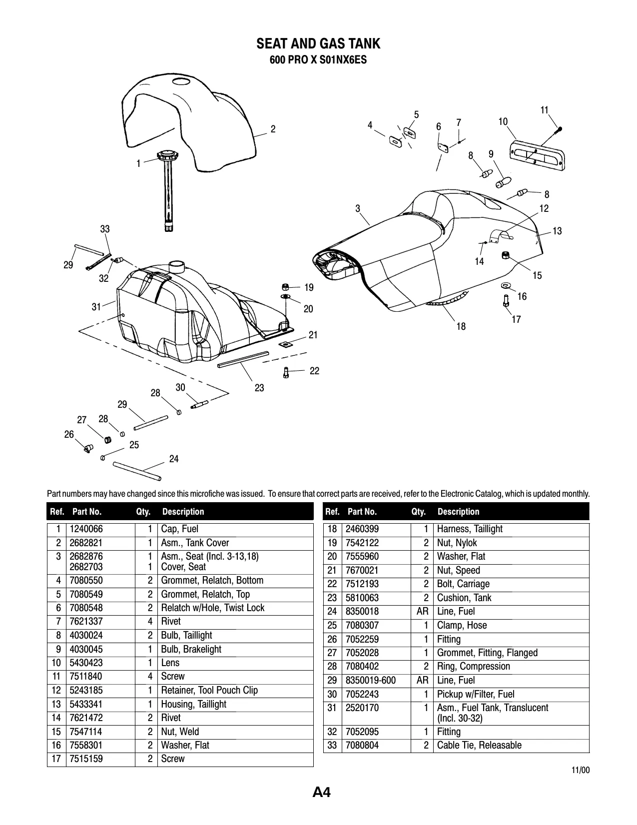 Polaris 2001 Polaris Edge Pro X RMK 440, 500, 600, 700, 800 high performance snowmobile repair manual manual preview page 4 - thumbnail