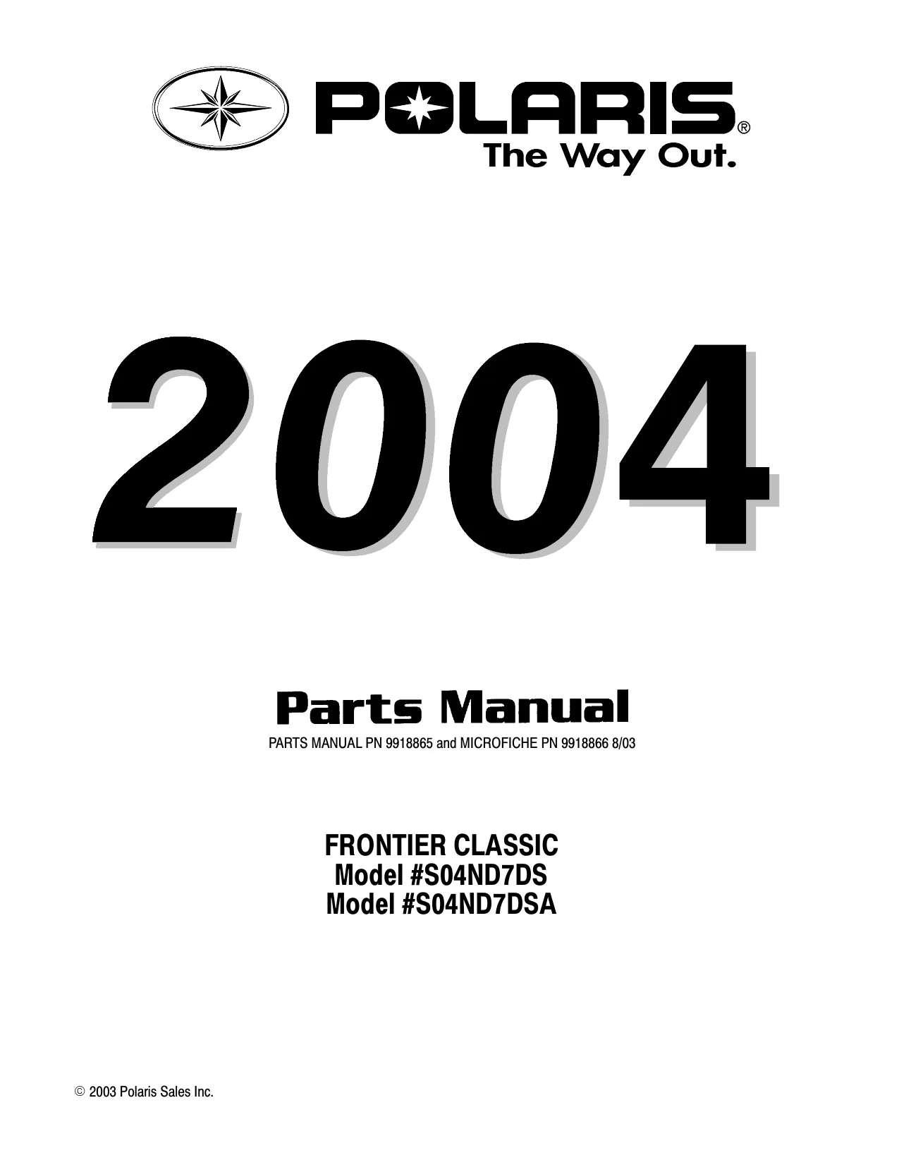 2004 Polaris Pro X 440, 550, 600, 700, 800, X2, XR service manual