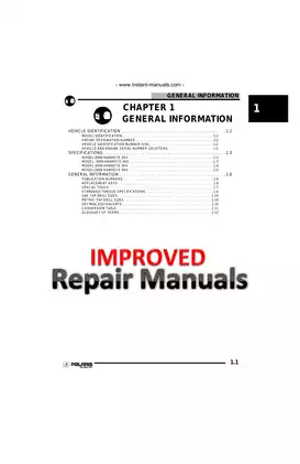2000-2009 Polaris Hawkeye 300 2x4 / 4x4 repair manual Preview image 1