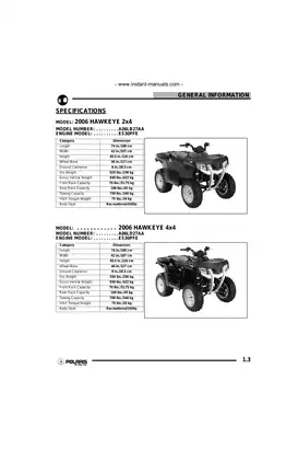 2000-2009 Polaris Hawkeye 300 2x4 / 4x4 repair manual Preview image 3