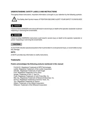 2001 Polaris XCF SP and Edge Pro X Snowmobile Service Manual Preview image 2