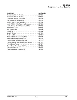 Polaris Snowmobile 2000 Service Manual - Expert Maintenance and Repair Guide Preview image 4