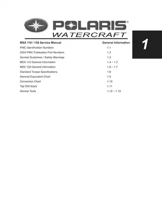 2004 Polaris MSX110, MSX150 watercraft service manual Preview image 3