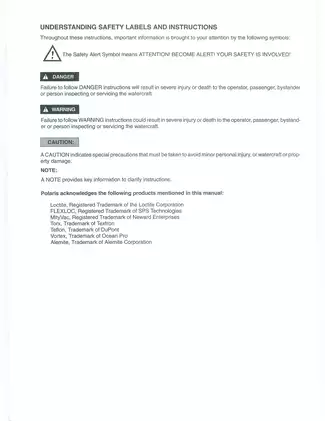 1999 Polaris Genesis, Genesis FICHT®, and X-45 Personal Watercraft Service Manual Preview image 3
