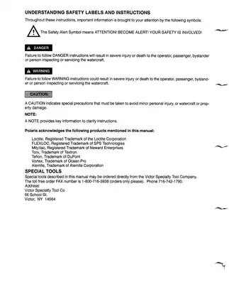 Polaris Personal Watercraft Service Manual (1992-1998) - Comprehensive Repair and Maintenance Guide Preview image 2