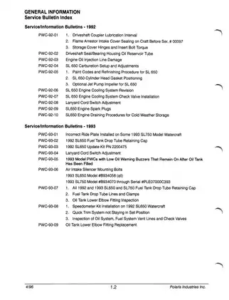 Polaris Personal Watercraft Service Manual (1992-1998) - Comprehensive Repair and Maintenance Guide Preview image 5