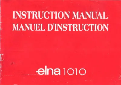 Elna Sewing Machine 1010 Service Manual 1996 (P/N 395720-62)