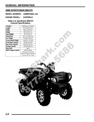 2009 Polaris Sportsman 800 EFI Service Manual Preview image 4