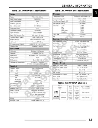 2009 Polaris Sportsman 800 EFI Service Manual Preview image 5