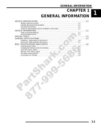 2009-2010 Polaris Ranger 500 4x4 EFI manual Preview image 1