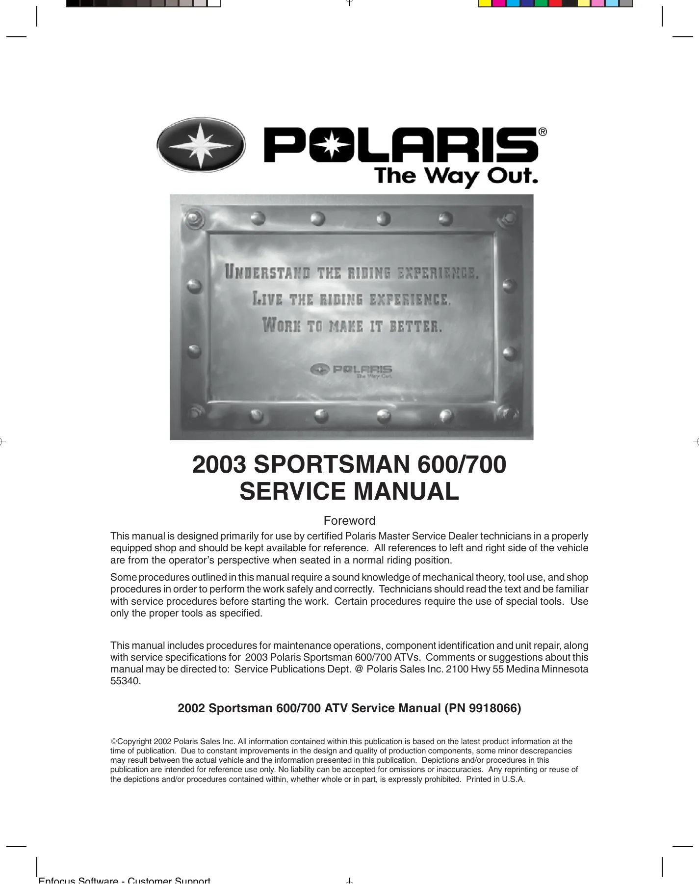 2002-2003 Polaris Sportsman 600, Sportsman 700 service manual Preview image 3