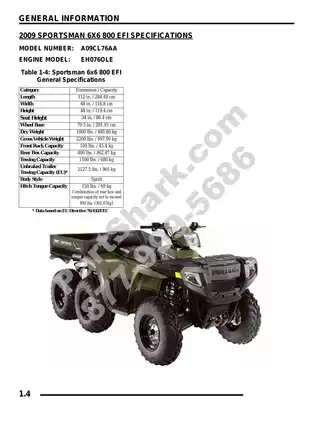 2009 Polaris Sportsman 6x6 800 EFI Service Manual and Repair Guide Preview image 4