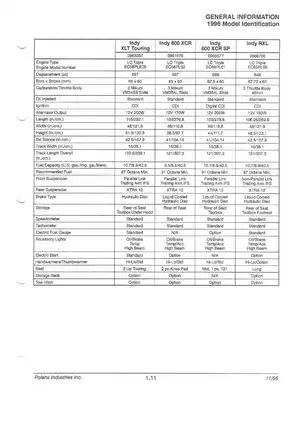 1996-1998 Polaris Indy Snowmobiles Service Manual | Owner's Guide & Parts List Preview image 3