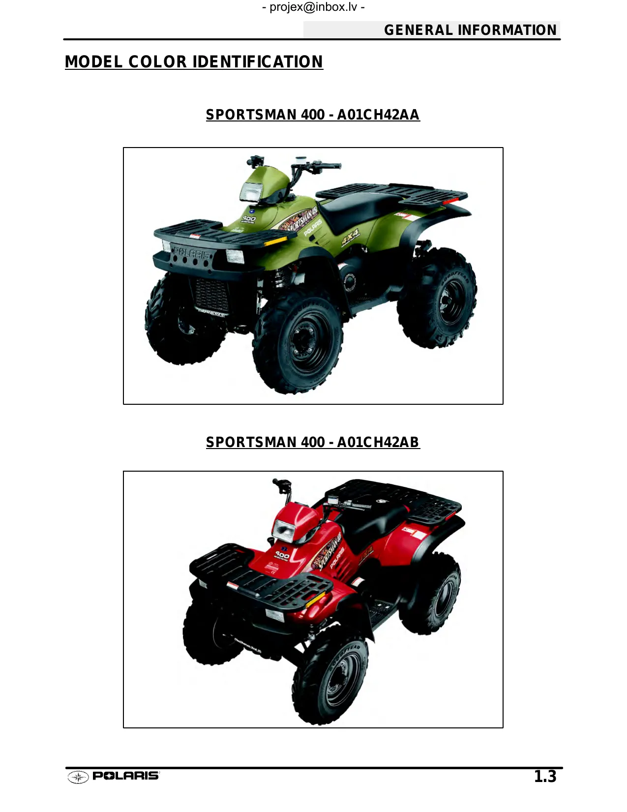 2001-2002 Polaris Sportsman 400, Sportsman 500 repair manual Preview image 5