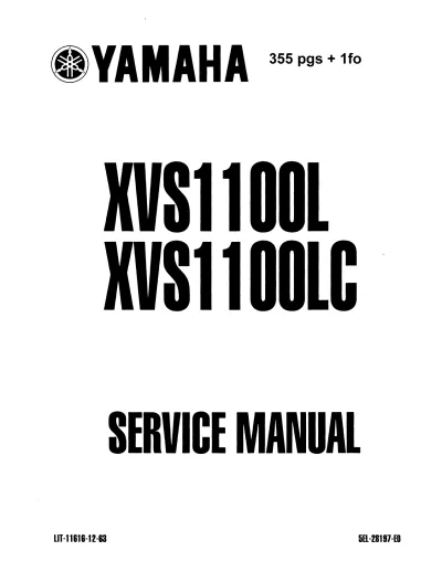 Yamaha V-Star & DragStar XVS1100L, XVS1100LC, V Star 1100 Custom, Classic, and 2000 Service & Supplementary Manual 1999–2000 (P/N LIT-11616-12–63)