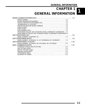 2007 Polaris Sportsman 450 / 500 EFI / 500 X2 EFI Service Manual Preview image 5