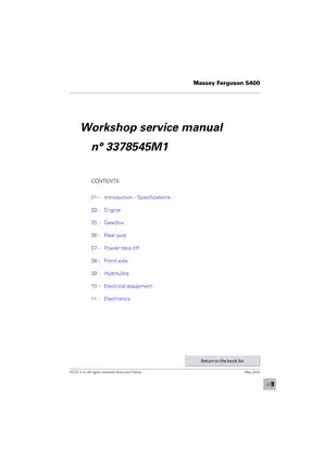 Massey Ferguson 5400 Workshop Service Manual