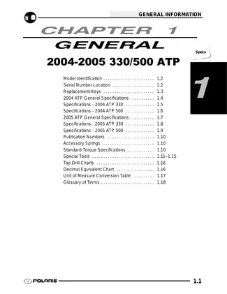 2004-2005 Polaris ATP 330, ATP 500 ATV service manual Preview image 1