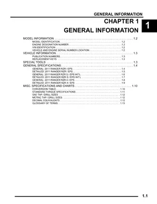 2011 Polaris Ranger RZR 800 UTV repair manual Preview image 1