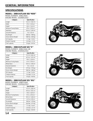 2008 Polaris Outlaw 450 MXR, 525 S, 525 IRS ATV service manual Preview image 4