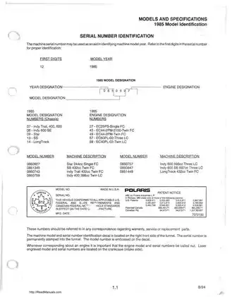 Polaris Snowmobile Complete Service Manual (1985-1995) Preview image 2