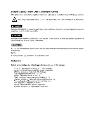 2001 Polaris High Performance Snowmobile Service Manual Preview image 2