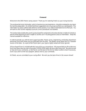 2001 Polaris High Performance Snowmobile Service Manual Preview image 3