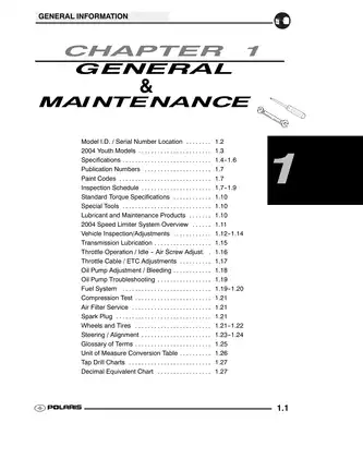 2004 Polaris Predator 50, Outlaw 90, Sportsman 90 service manual Preview image 1