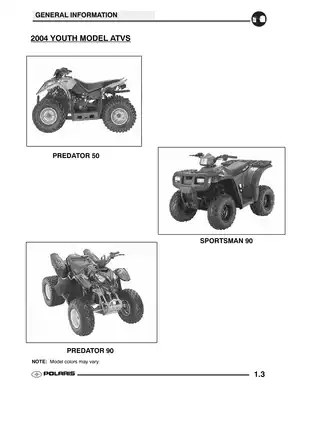 2004 Polaris Youth ATV Maintenance and Service Manual Preview image 3