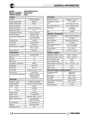 2004 Polaris Predator 50, Outlaw 90, Sportsman 90 service manual Preview image 4