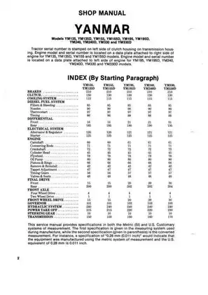 Yanmar YM195, YM195D, YM240, YM240D compact utility tractor shop manual Preview image 1