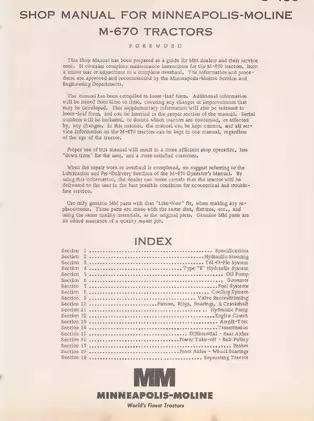Minneapolis-Moline M-670 Tractor Shop Manual - Complete Service Guide Preview image 2