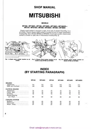 Mitsubishi MT160, MT160D, MT180D, MT180HD, MT180H compact utility tractor shop manual