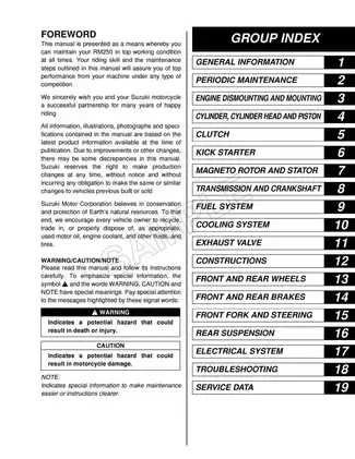 Suzuki RM250 Owner's Service Manual: Comprehensive Maintenance Guide Preview image 3