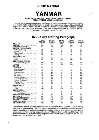Preview: 1977–1981 Yanmar YM135D, YM155D, YM195D, YM240D, YM330D Shop Manual OEM