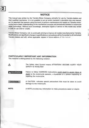 Yamaha XT600E, XT500E service manual Preview image 2