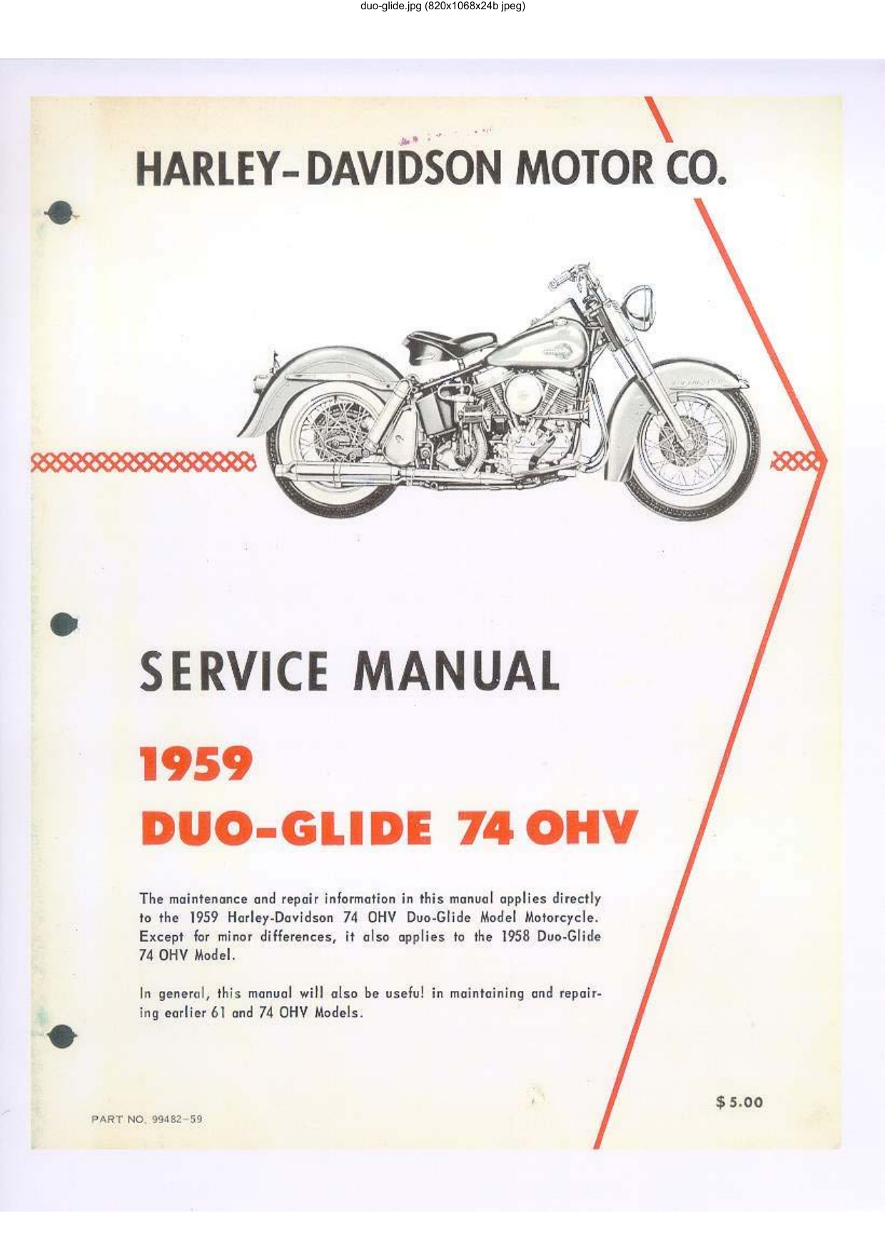 1959 Harley-Davidson Duo Glide 74 service manual Preview image 2