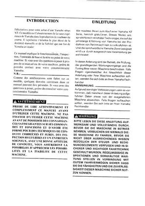 Yamaha YZ Series Digital Manual - Operation, Maintenance & Tuning Guide Preview image 3