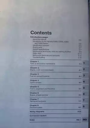 1984-1992 Yamaha FJ 600, FZ 600, XJ 600, YX 600 Radian service manual