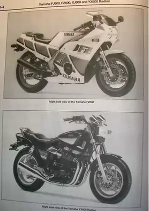 1984-1992 Yamaha FJ 600, FZ 600, XJ 600, YX 600 Radian service manual Preview image 2