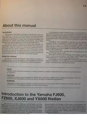 1984-1992 Yamaha FJ 600, FZ 600, XJ 600, YX 600 Radian repair, service manual Preview image 3
