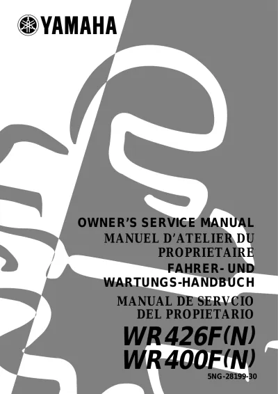 Preview: 1998–2002 Yamaha WR400F / WR426F Service Manual (P/N 5NG-28199-30)