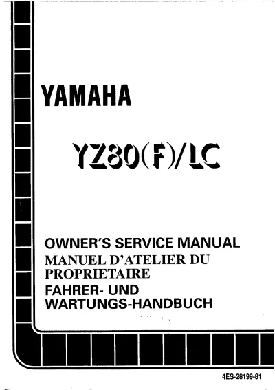 Preview: 1994 Yamaha YZ80(F)/LC Service Manual (P/N 4ES-28199-81)