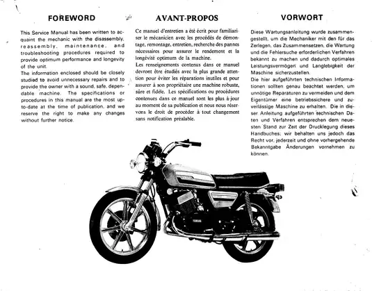 Comprehensive Service Manual for RD250C/ RD400C Motorcycles - Maintenance and Repair Guide Preview image 1