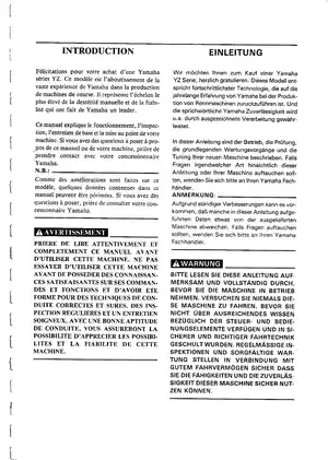 Yamaha YZ Series Owner’s Service Manual - Comprehensive Guide Preview image 3