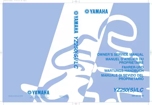 2004 Yamaha YZ250(S)/LC owners service manual Preview image 1