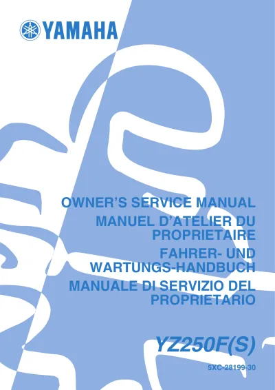 Preview: 2004 Yamaha YZ250F YZ250F(S) Service & Repair Manual (P/N 5XC-28199-30)