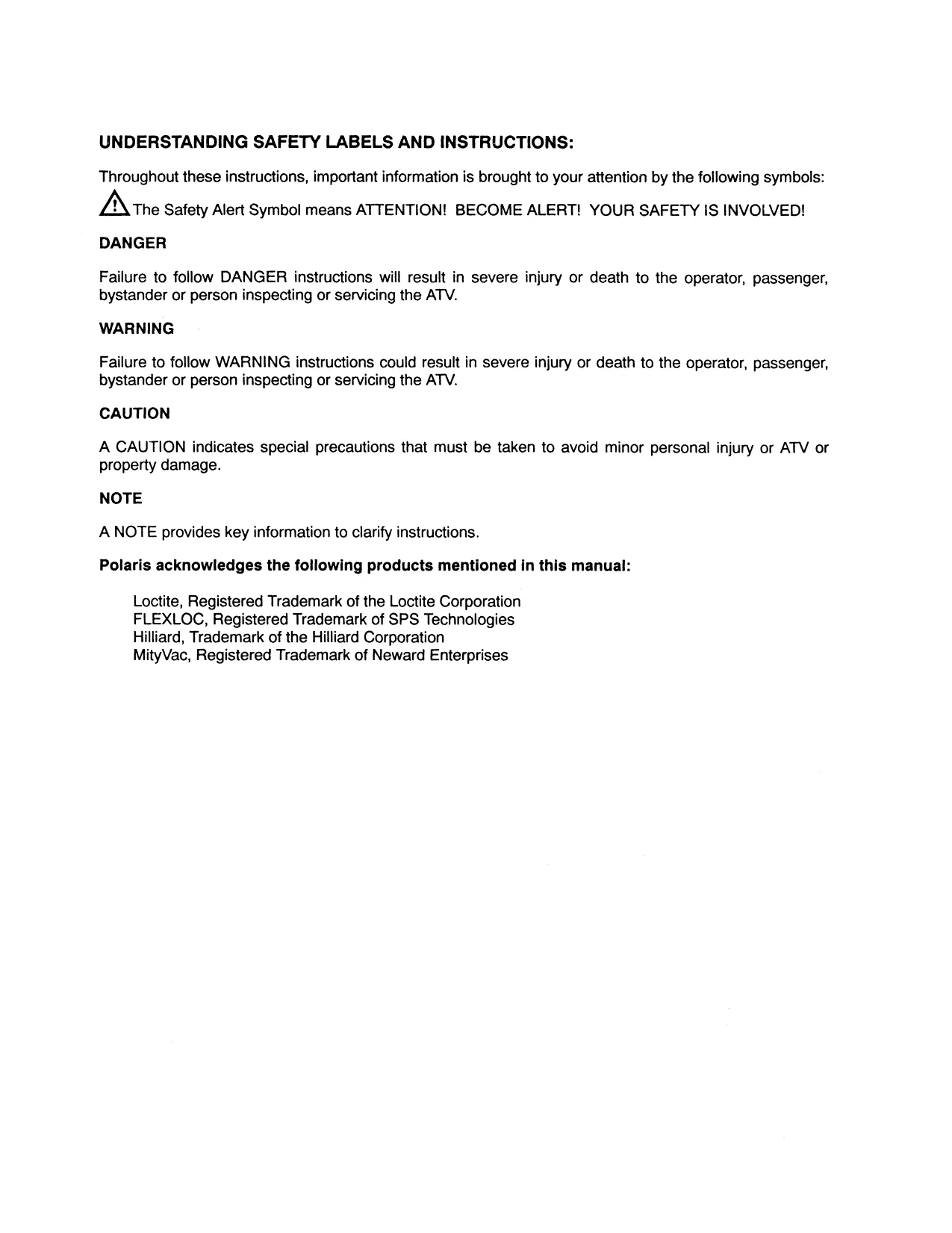 1995-1999 Polaris™ Magnum 425 ATV and Light Utility Hauler service manual Preview image 3