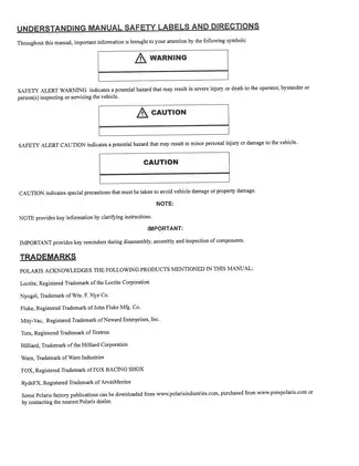 2011-2012 Polaris Ranger RZR XP 900 ATV service manual Preview image 4